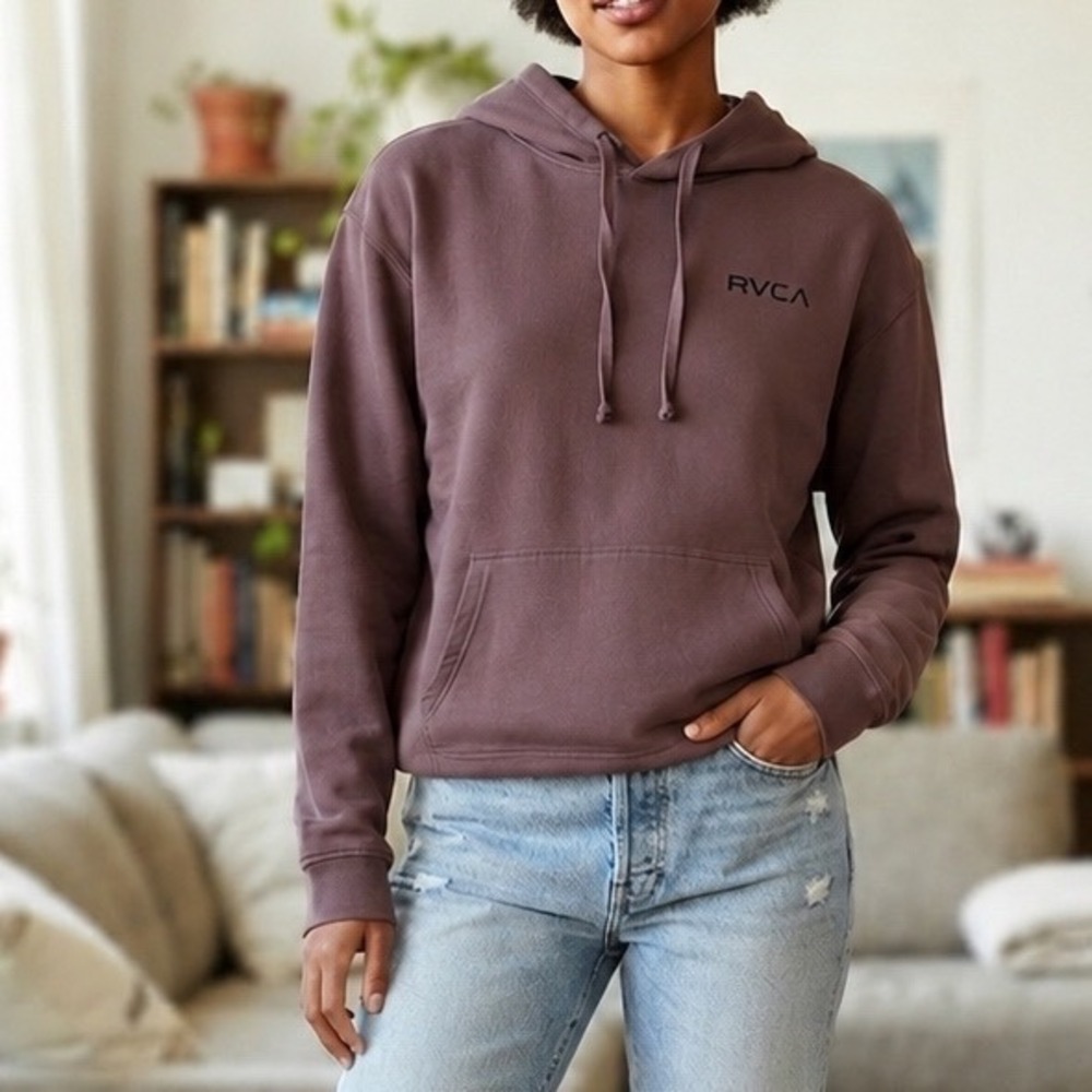 RVCA Womens Bandana Paisley‎ Logo Pullover Hoodie Mauve Sweatshirt